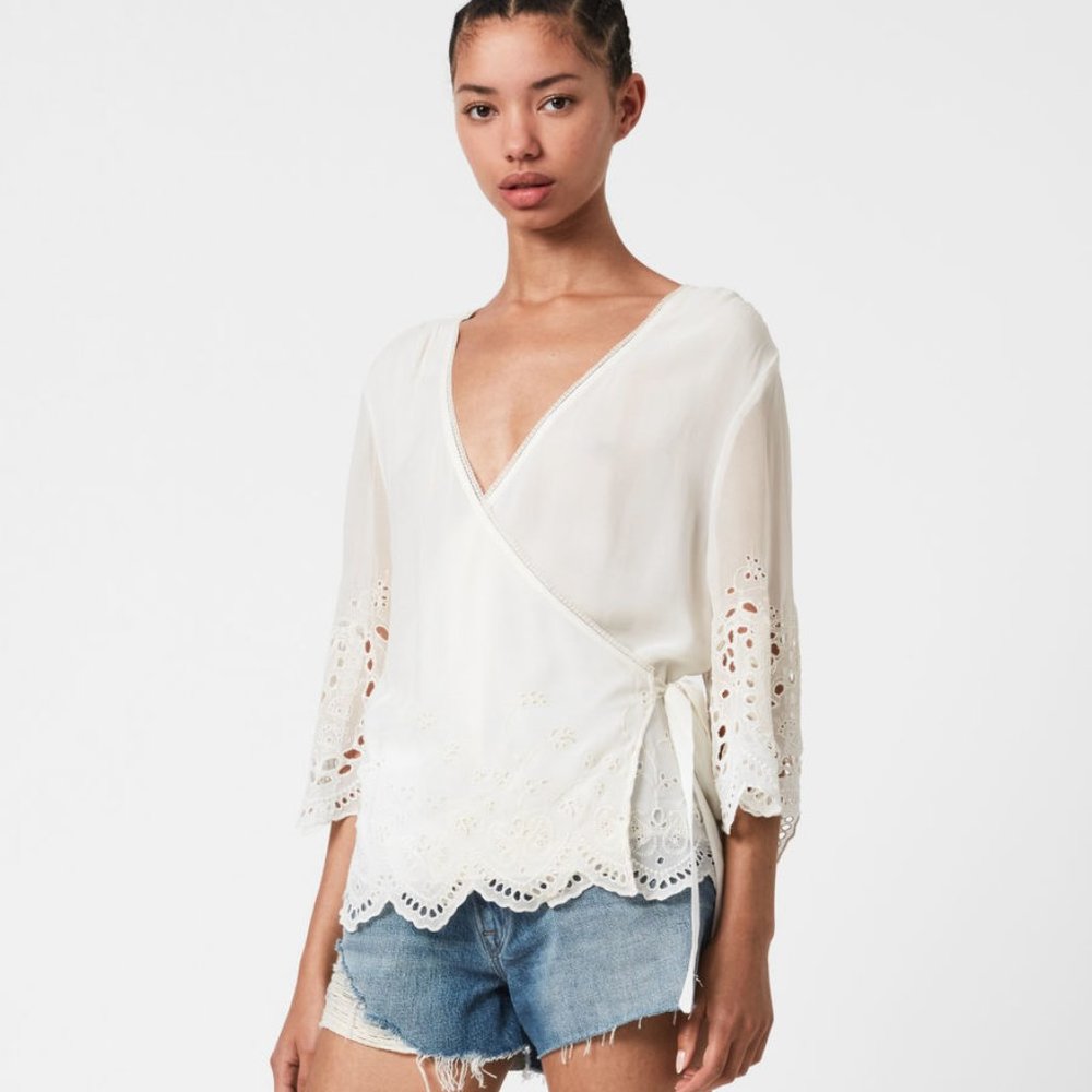 NWOT: All Saints Zariah Wrap Top - Size 2